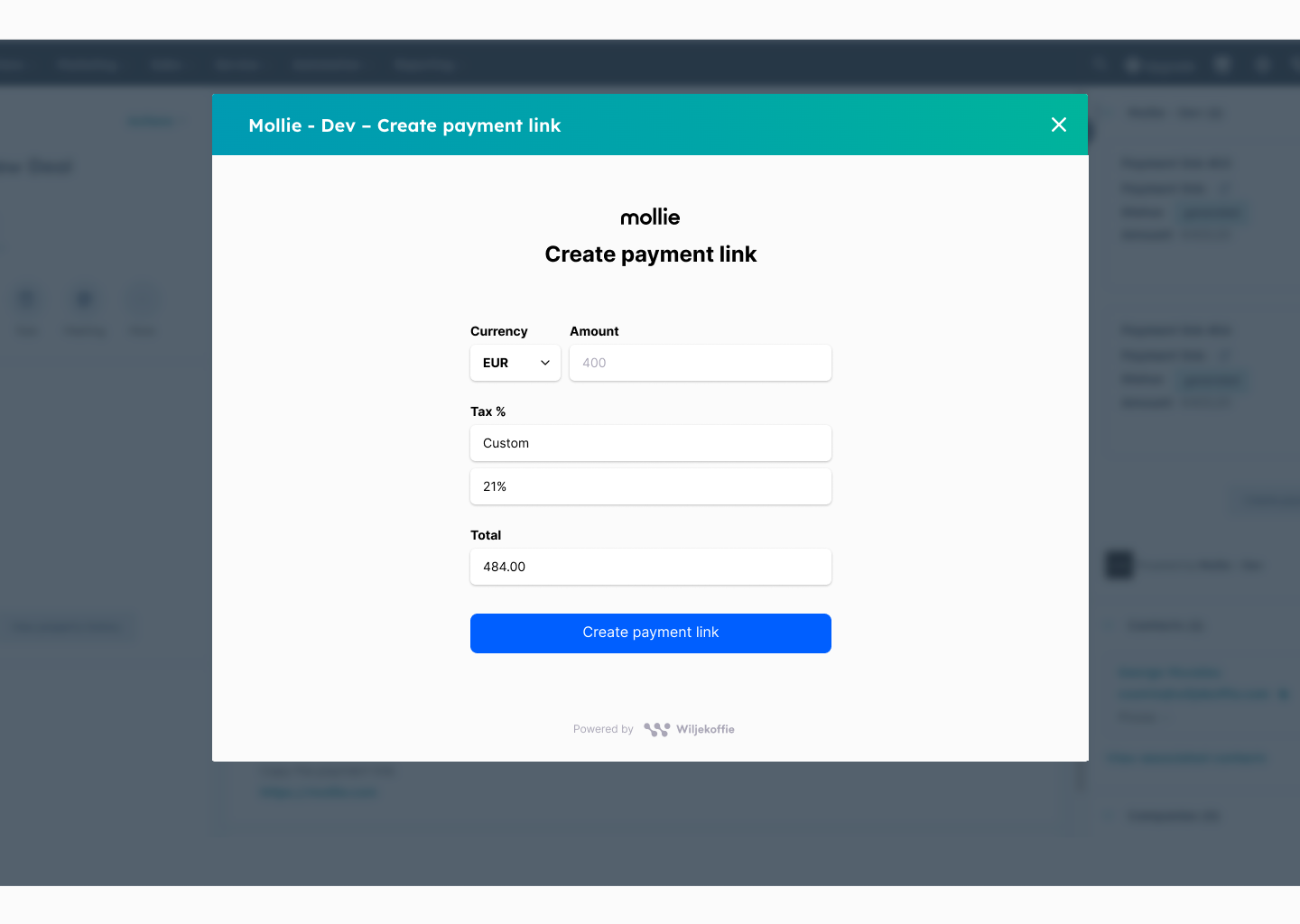 Create payment link - Desktop